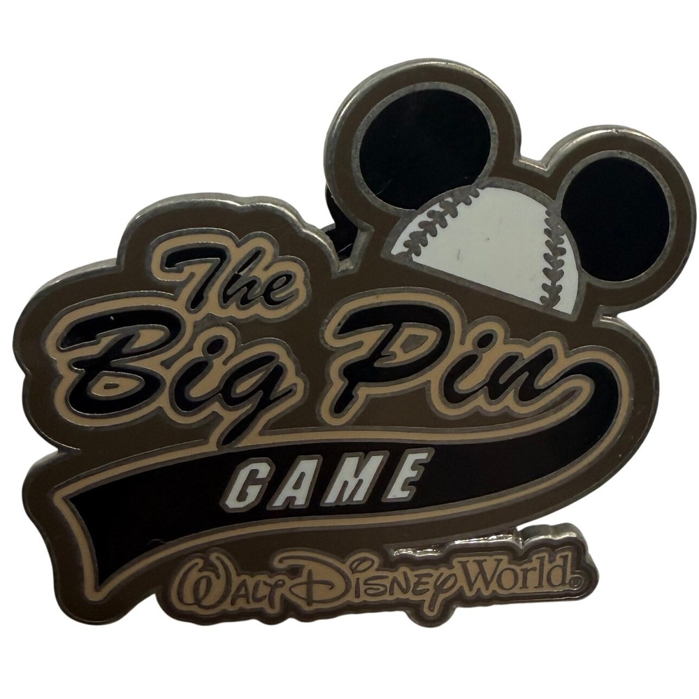 Walt Disney World The Big Pin Game Mickey Mouse Baseball Enamel Pin Brown